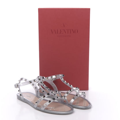 Valentino Garavani PVC Jelly Glitter Rockstud Caged Sandals 38 SIlver 8 of 8