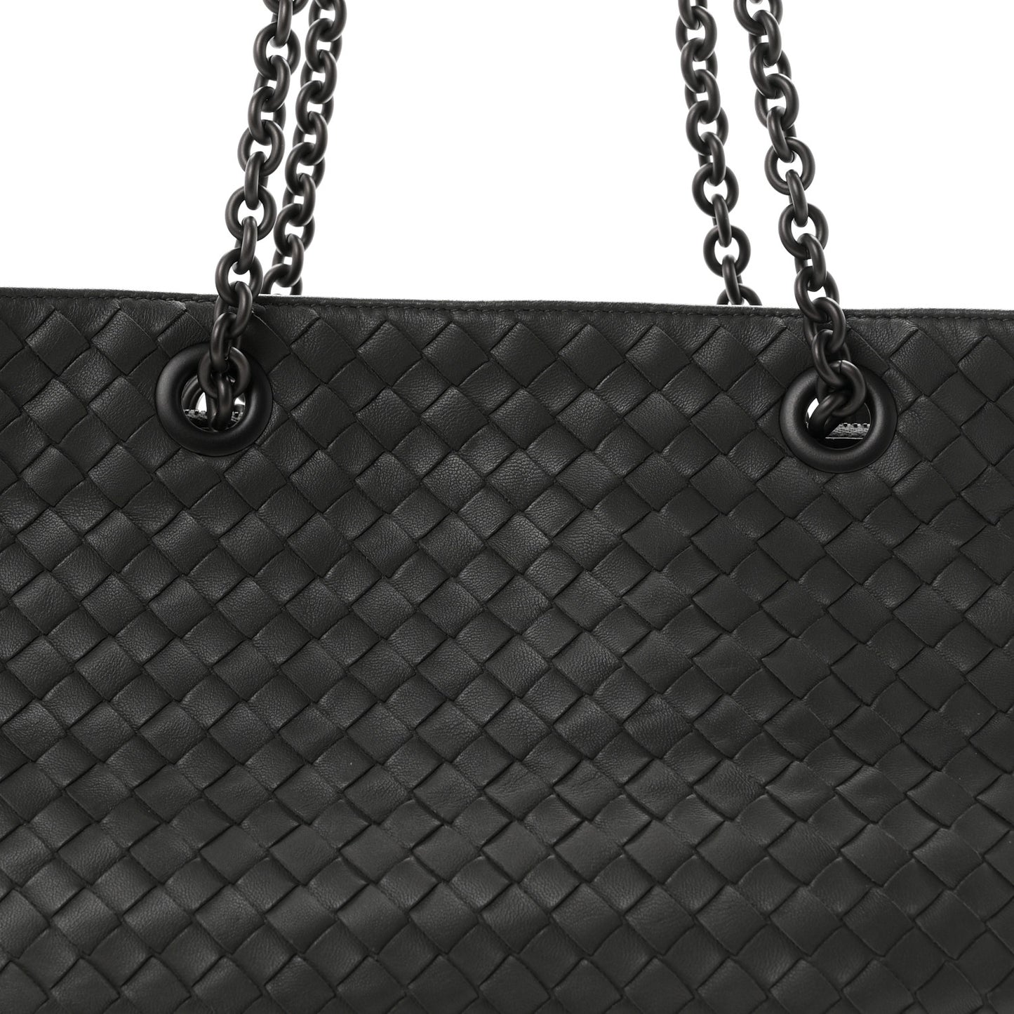 Nappa Intrecciato Medium Classic Chain Strap Tote Dark Grey