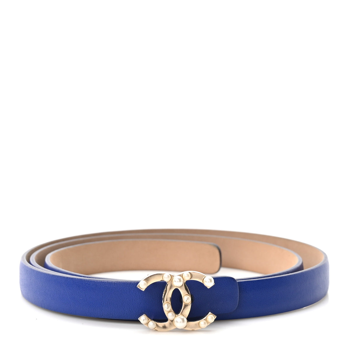 Lambskin Pearl CC Skinny Belt 85 34 Blue