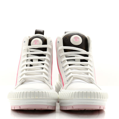 Louis Vuitton Canvas Monogram LV Squad Sneaker Boots 37.5 White Pink 2 of 11