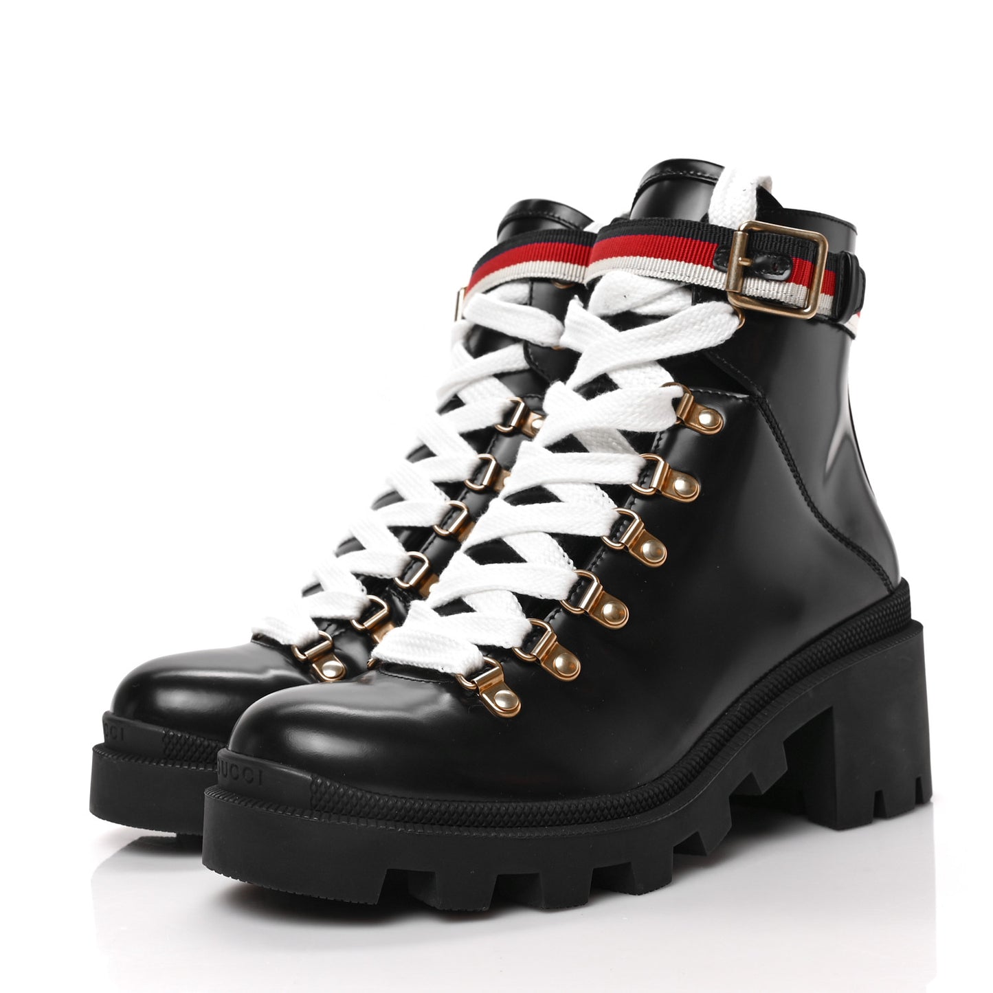 Calfskin Sylvie Web Womens Lace Up Combat Boots 37 Black