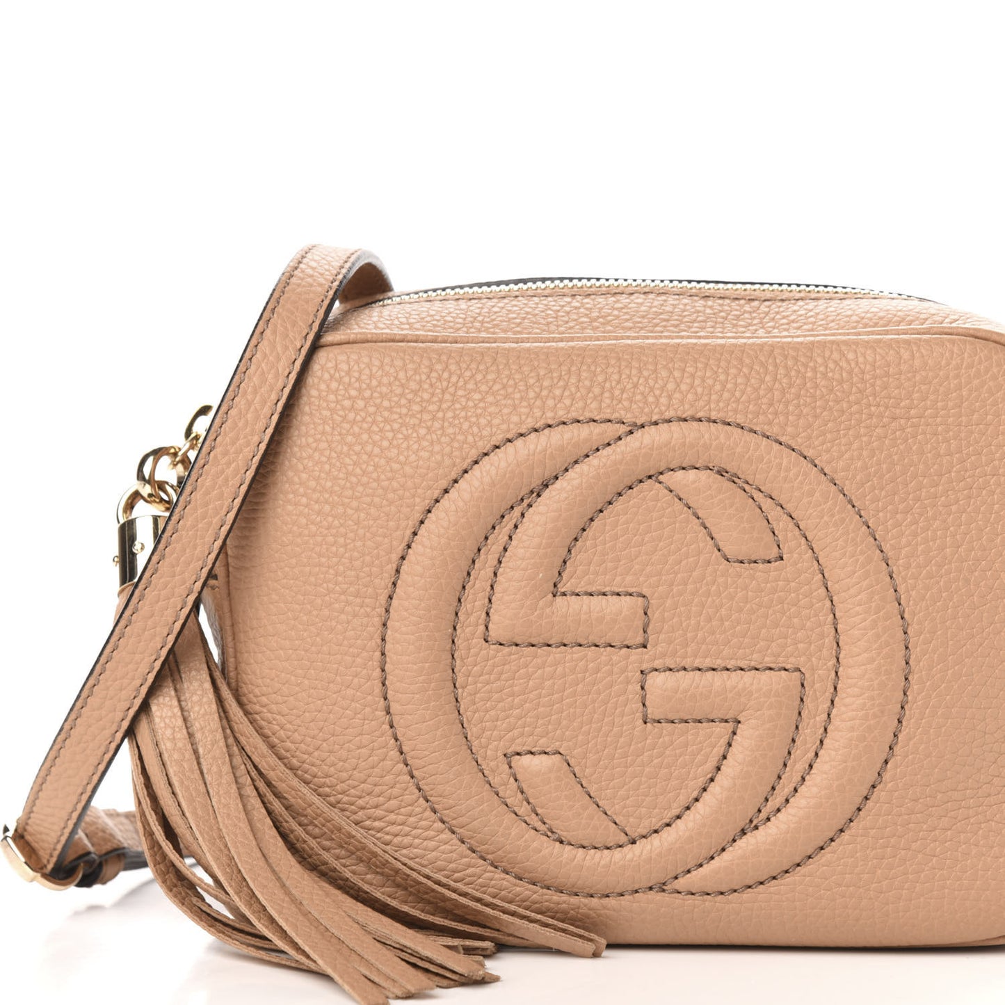 Pebbled Calfskin Small Soho Disco Bag Rose Beige