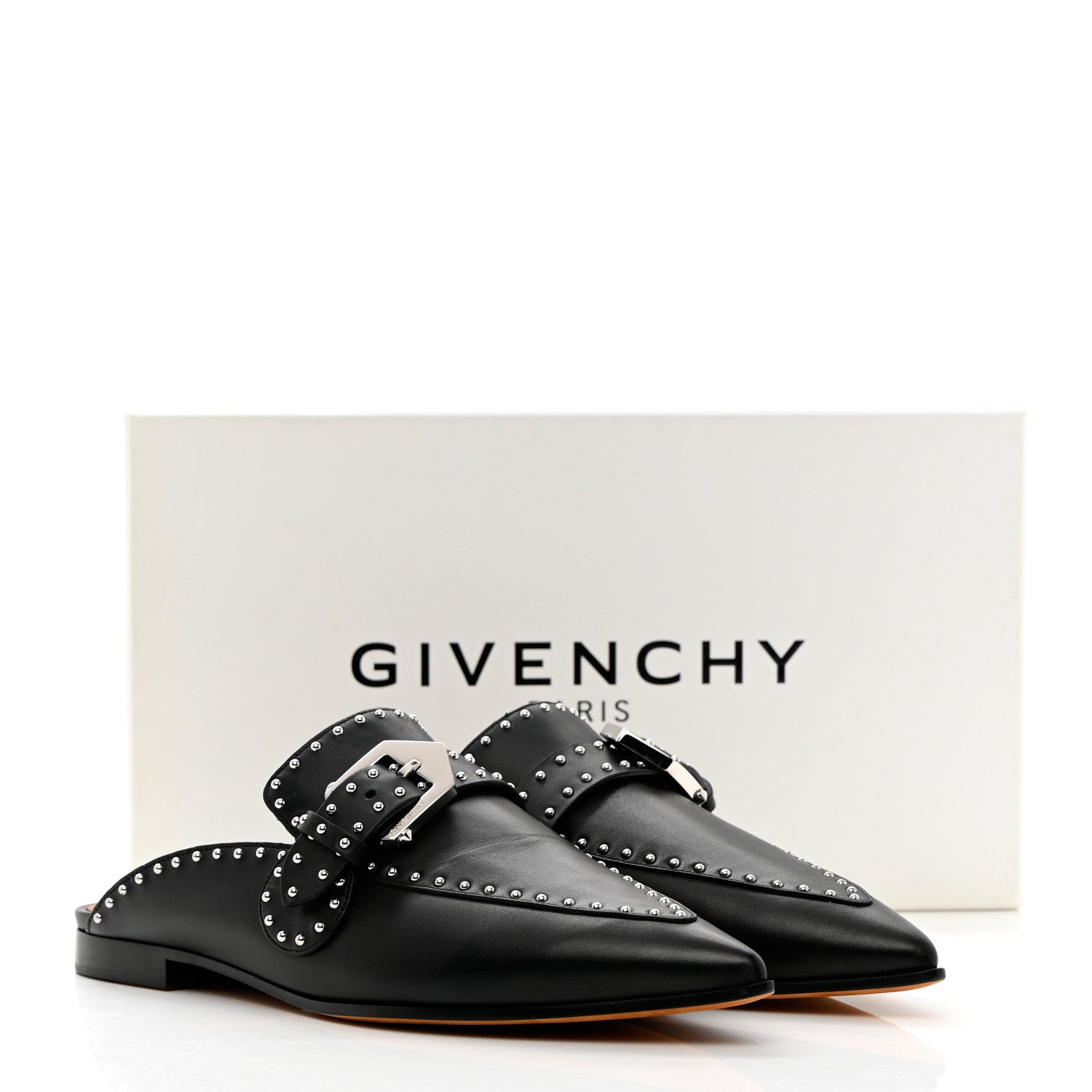 Givenchy Calfskin Studded Elegant Loafer Mule 37 Black 15 of 15