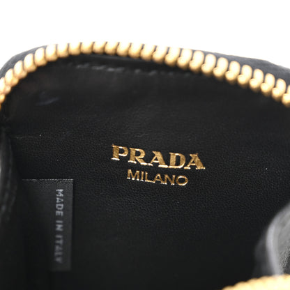 Prada Saffiano Triangle Zip Around Mini Pouch Black 6 of 8