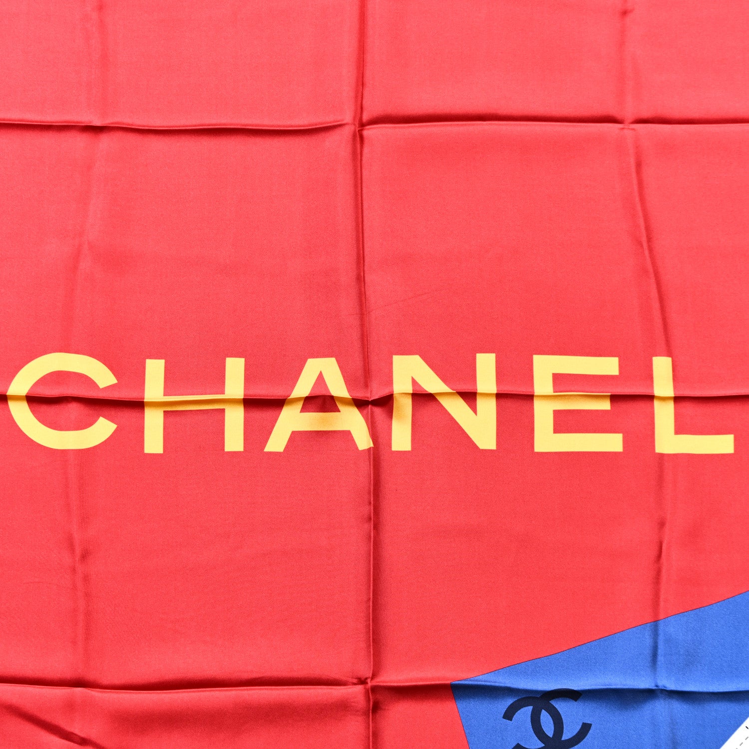 Chanel Silk CC Logo Square Scarf Red Multicolor 2 of 3
