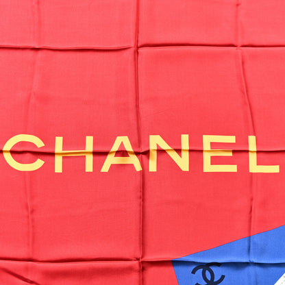 Chanel Silk CC Logo Square Scarf Red Multicolor 2 of 3
