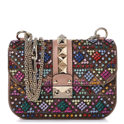 Valentino Garavani Vitello Crystal Embellished Small Glam Lock Rockstud Flap Multicolor 1 of 10