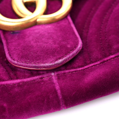 Gucci Velvet Matelasse Medium GG Marmont Shoulder Bag Fuchsia Violet Cyclamen 16 of 25