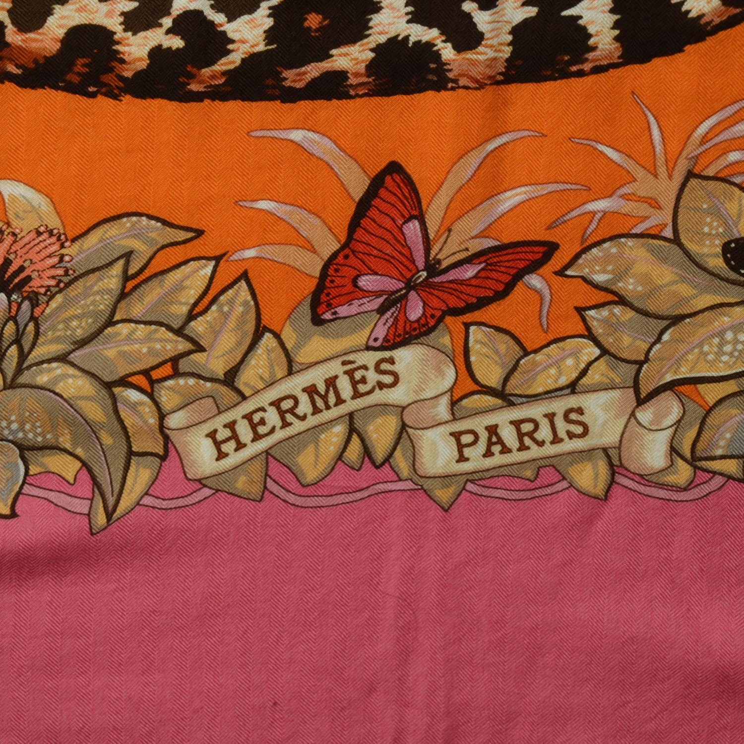 Hermes Cashmere Silk Jungle Love Shawl 140 Buvard Pink Sun Brown 4 of 6