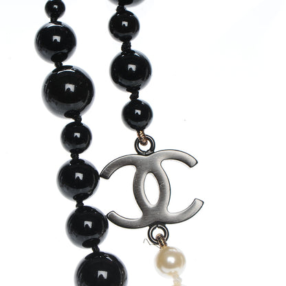 Chanel Pearl Beaded CC Long Necklace Black White 4 of 6