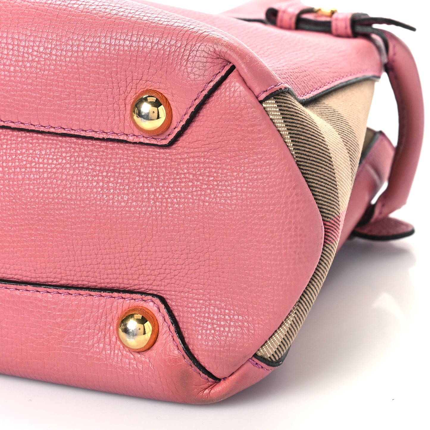 Derby Calfskin House Check Small Banner Tote Pink