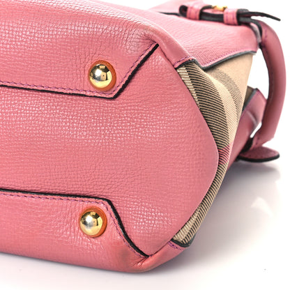 Burberry Derby Calfskin House Check Small Banner Tote Pink 8 of 10