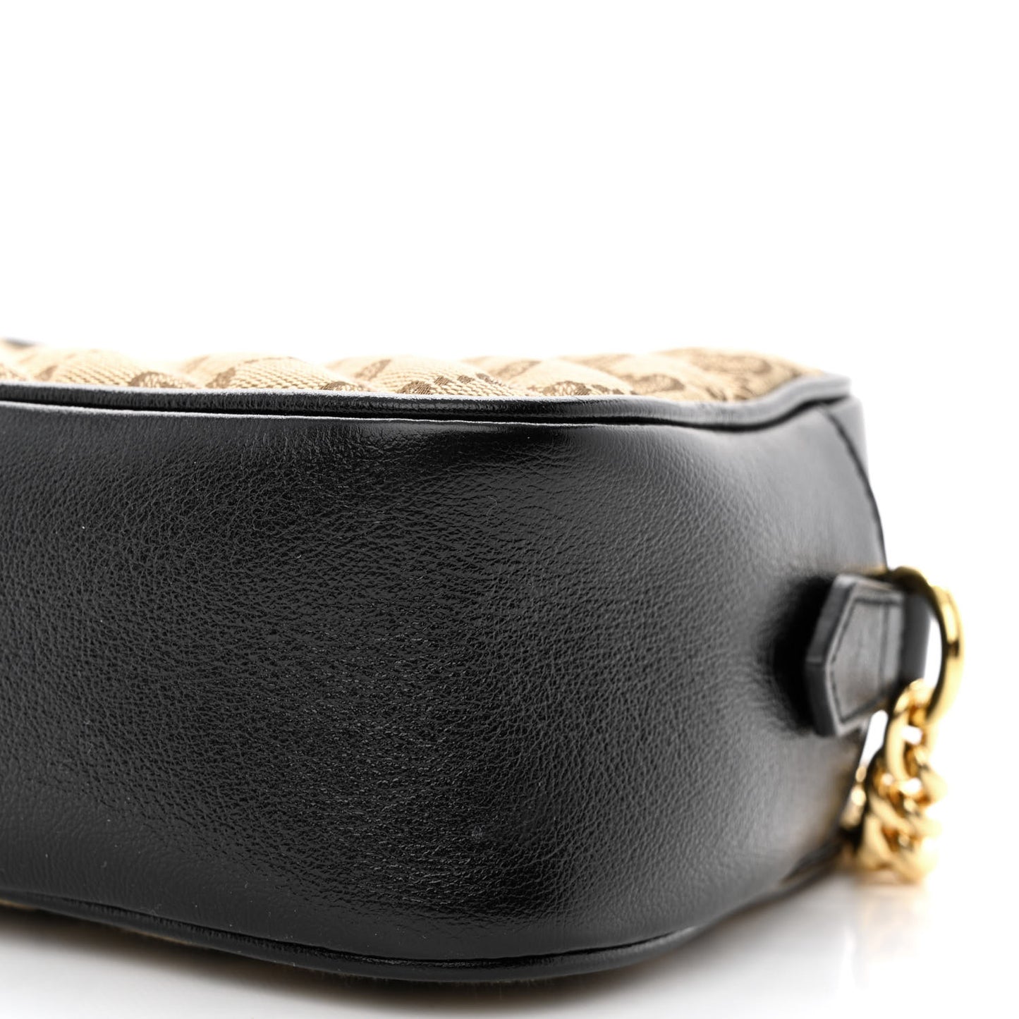 Monogram Matelasse Diagonal Small GG Marmont Chain Shoulder Bag Beige Black
