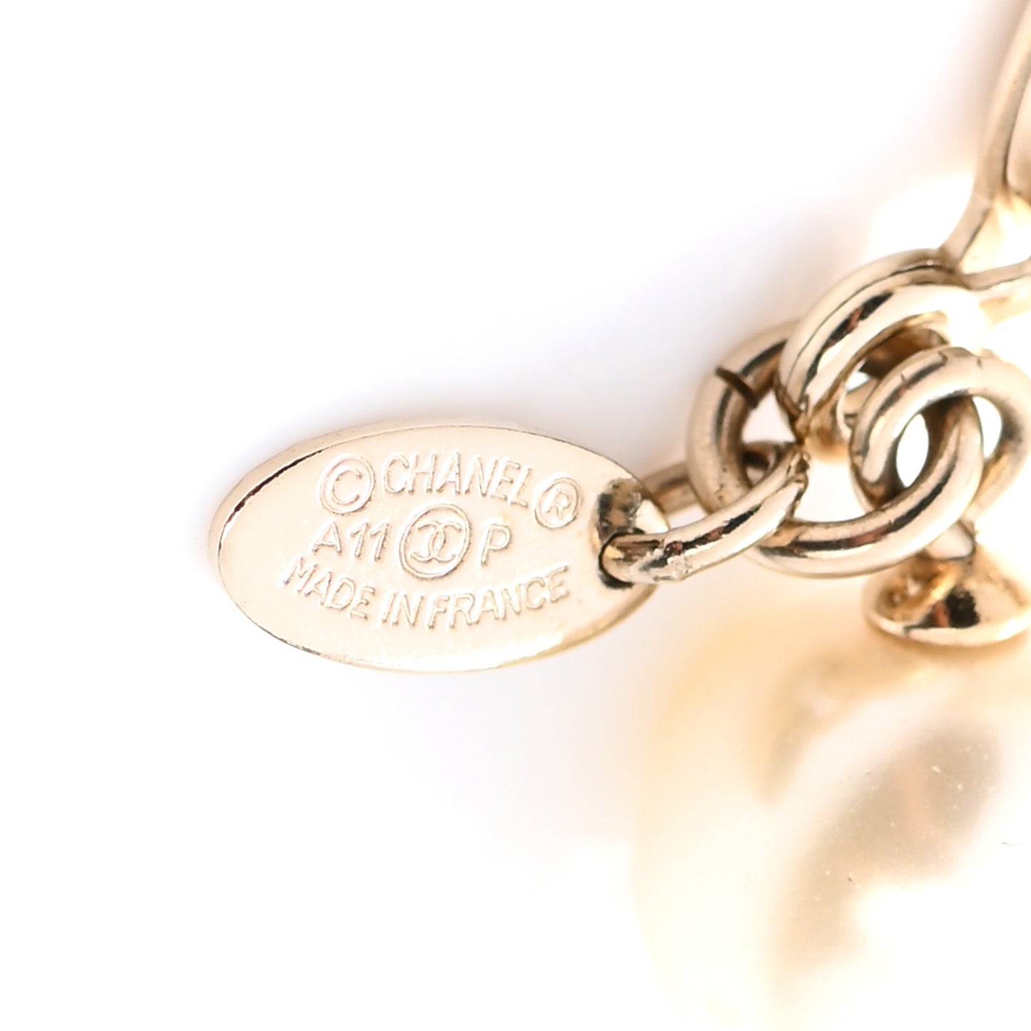 Pearl CC Dangling Bracelet Gold