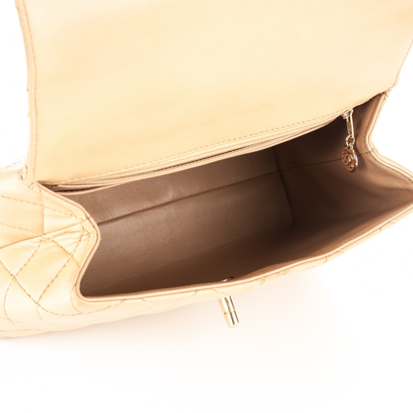 Lambskin Quilted Medium Kelly Flap Bag Beige