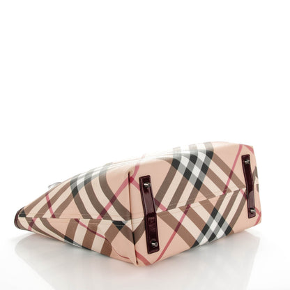 Burberry Patent Trim Nova Check Medium Shopper Tote Red 5 of 10