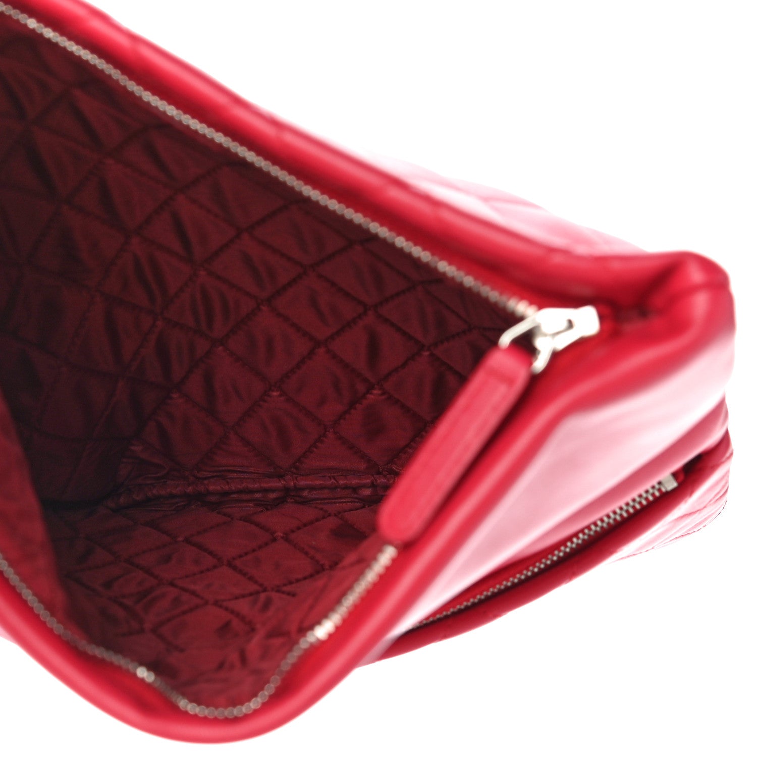 Chanel Lambskin Quilted CC Beauty Clutch Red 5 of 10