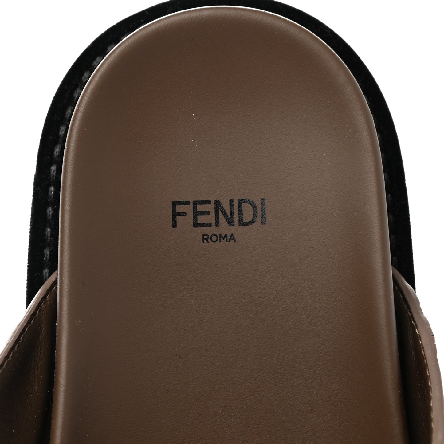 Calfskin FF Embossed Slide Sandals 39 Maya Black