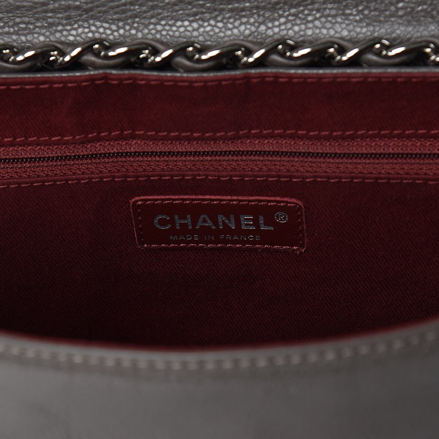 Caviar Large Half Moon Flap Taupe