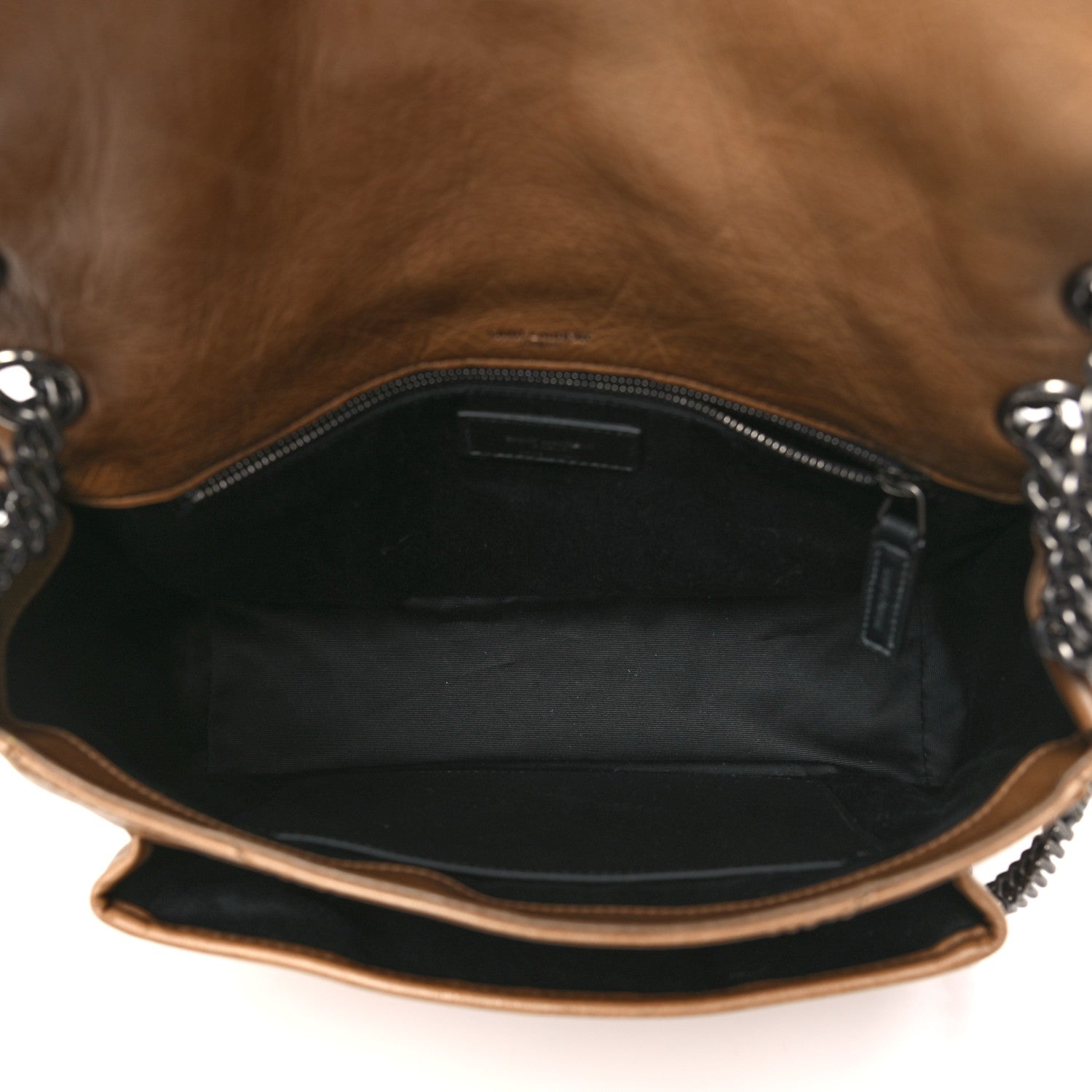 Saint Laurent Crinkled Calfskin Matelasse Monogram Medium Niki Chain Satchel Natural Tan 5 of 12