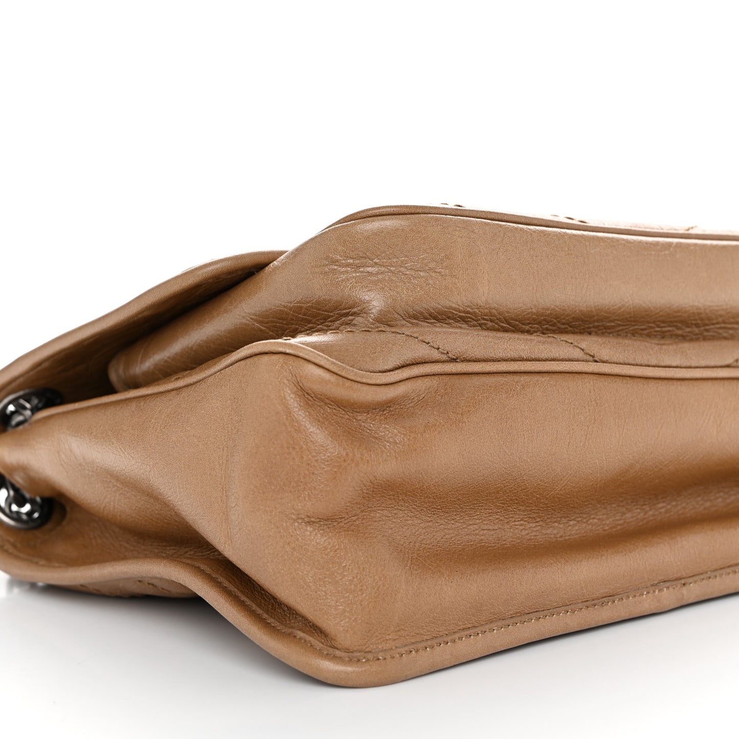 Crinkled Calfskin Matelasse Monogram Medium Niki Chain Satchel Natural Tan