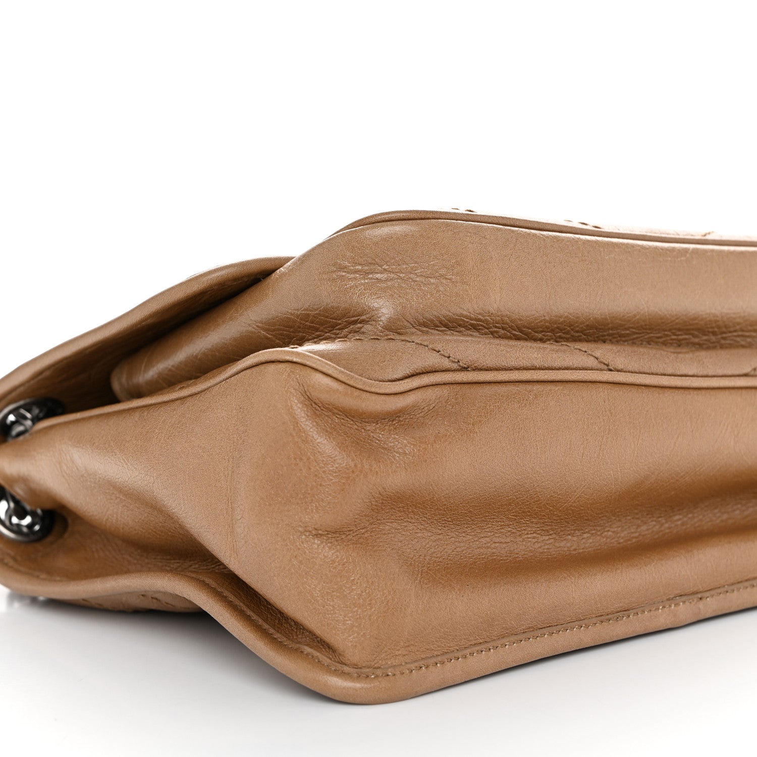 Saint Laurent Crinkled Calfskin Matelasse Monogram Medium Niki Chain Satchel Natural Tan 8 of 9