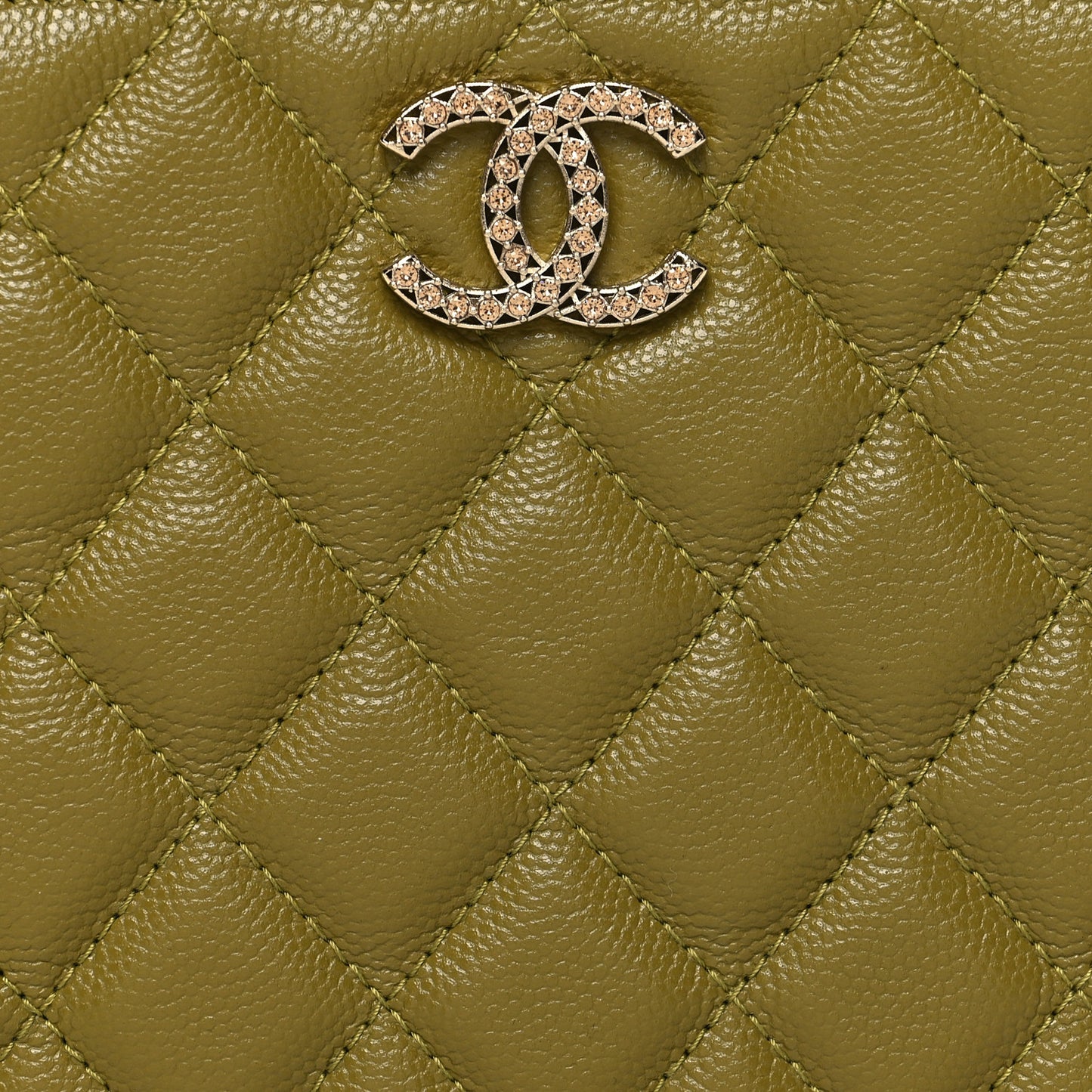 Caviar Crystal Quilted Coco Candy Cosmetic Case Green