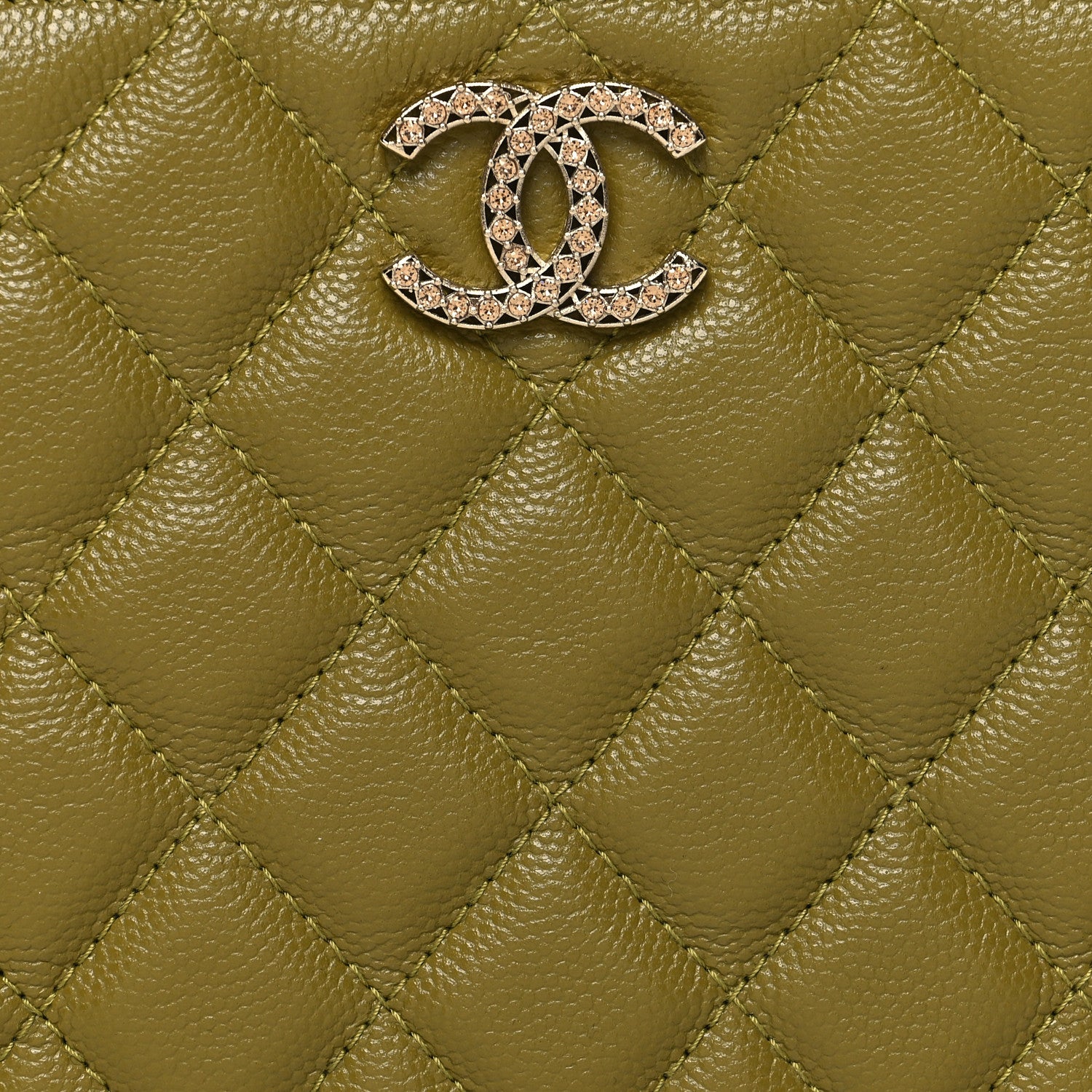 Chanel Caviar Crystal Quilted Coco Candy Cosmetic Case Green 8 of 11