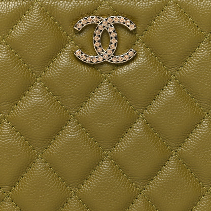 Chanel Caviar Crystal Quilted Coco Candy Cosmetic Case Green 8 of 11