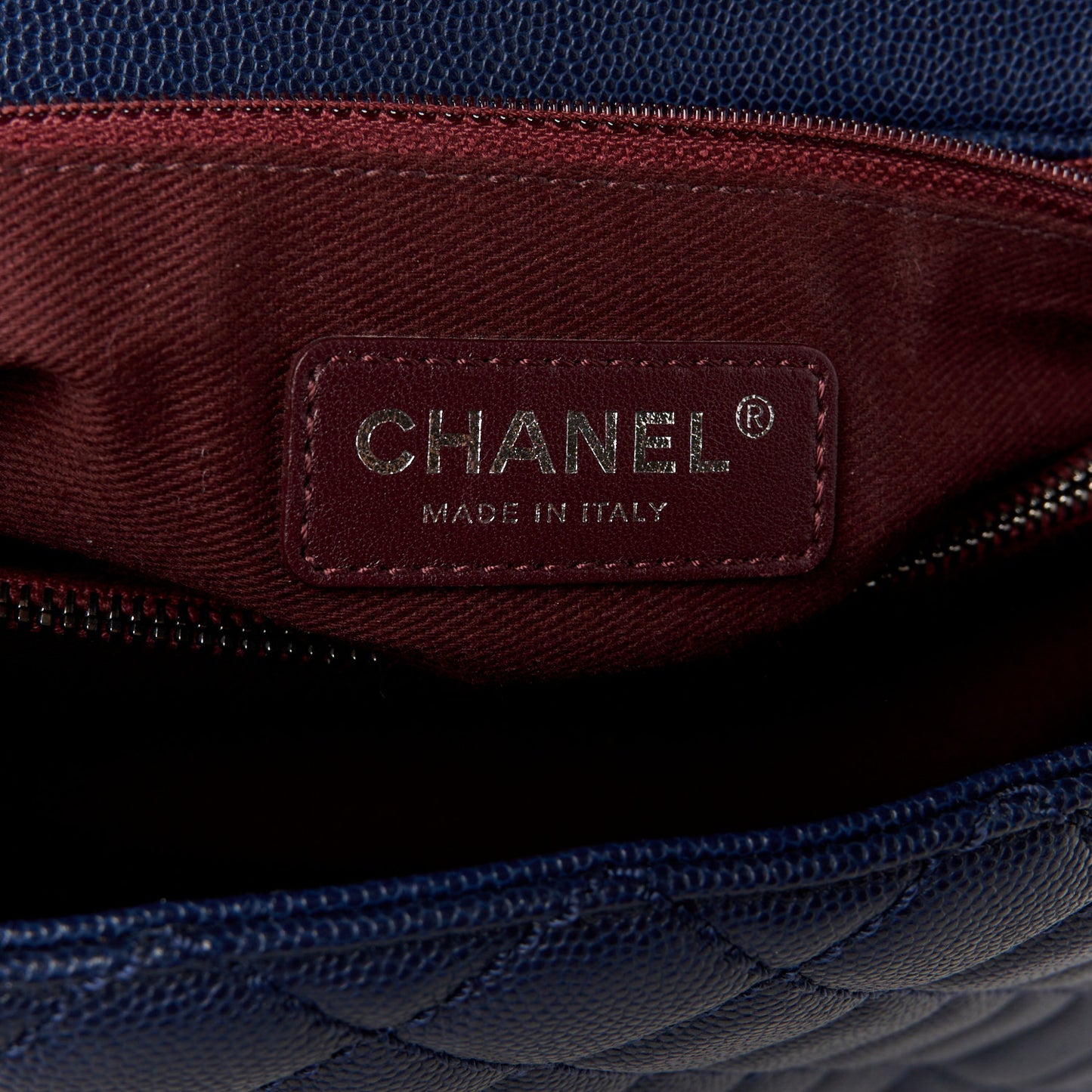 Caviar Quilted Medium Coco Handle Flap Navy Blue