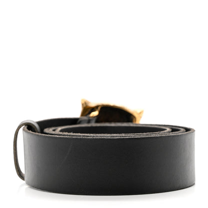 Gucci Calfskin Brass Feline Buckle Belt 95 38 Black 2 of 5