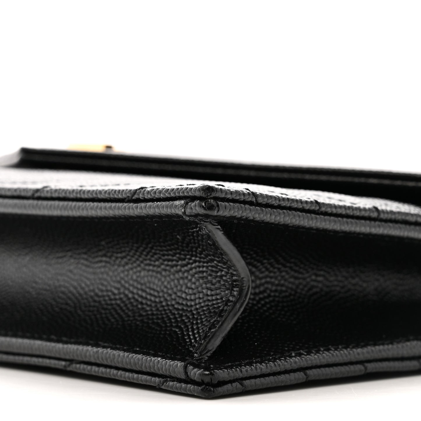 Grain De Poudre Matelasse Chevron Monogram Envelope Chain Wallet Black
