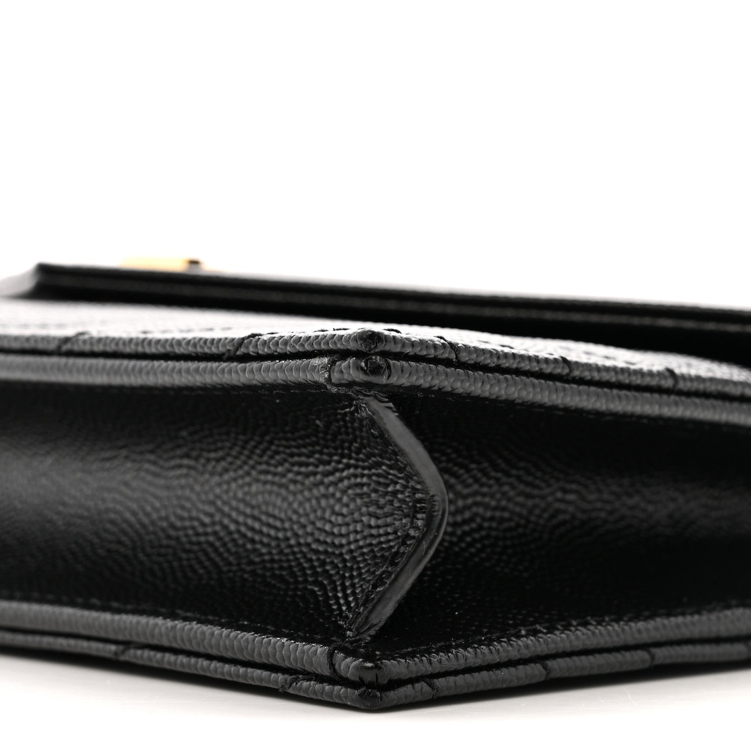 Saint Laurent Grain De Poudre Matelasse Chevron Monogram Envelope Chain Wallet Black 10 of 14
