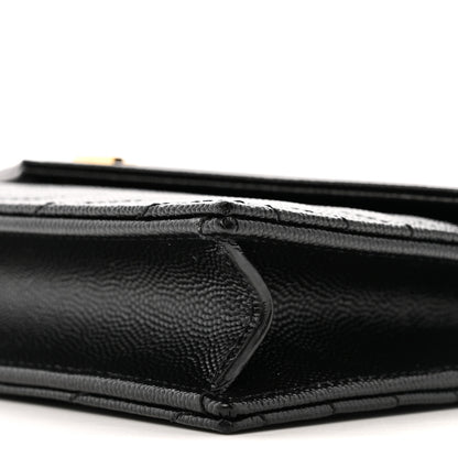 Saint Laurent Grain De Poudre Matelasse Chevron Monogram Envelope Chain Wallet Black 10 of 14