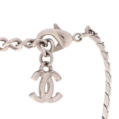 Chanel Metal Crystal CC Choker Necklace Silver 5 of 6