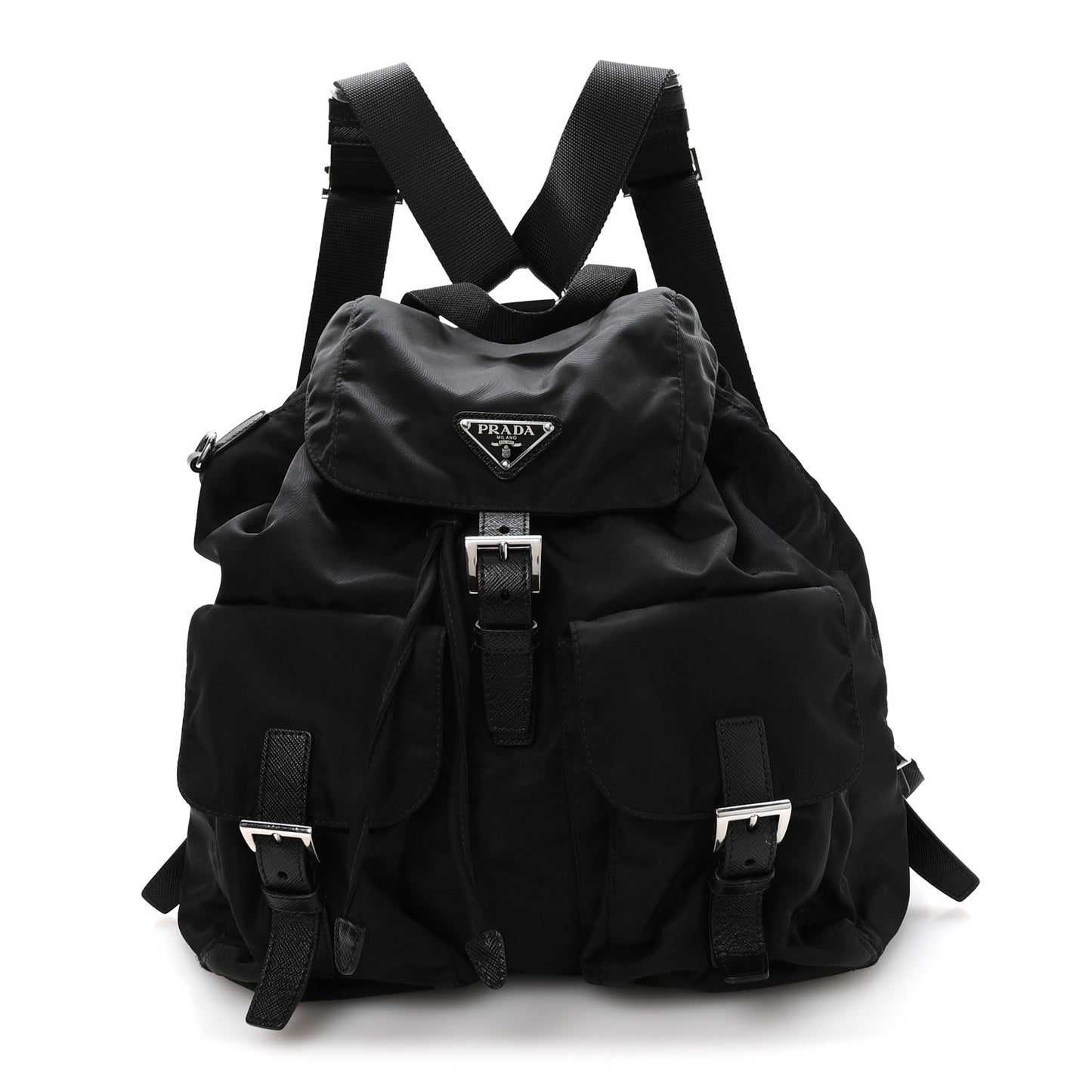 Re-Nylon Vela Saffiano Medium Backpack Black