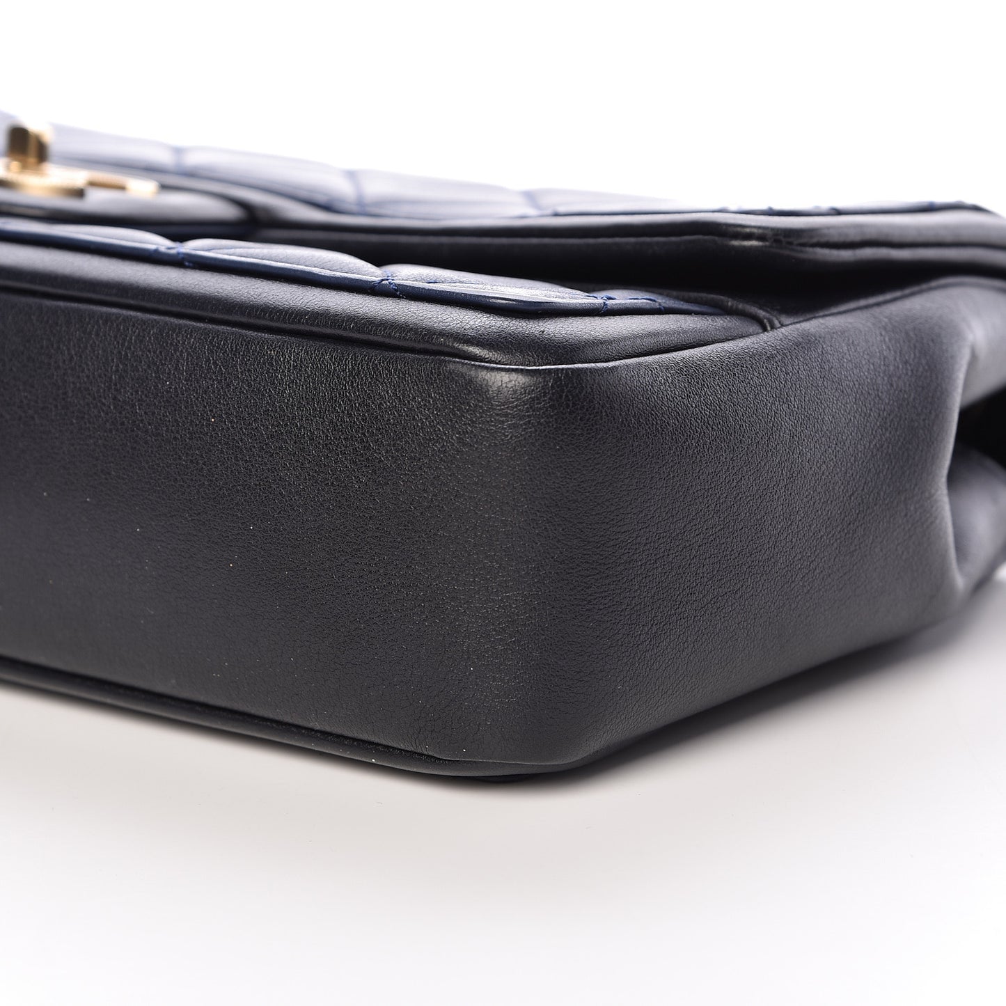 Lambskin Quilted Medium Graphic Flap Navy Black