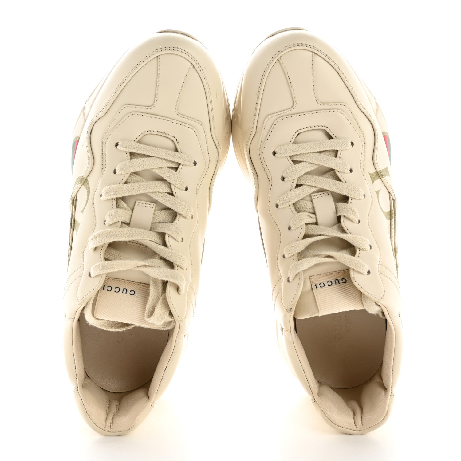 Gucci Calfskin Logo Womens Rhyton Sneakers 38 Ivory 2 of 15