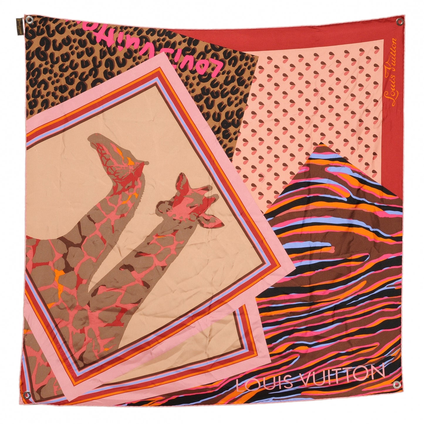 Silk Leopard Giraffe Square Scarf