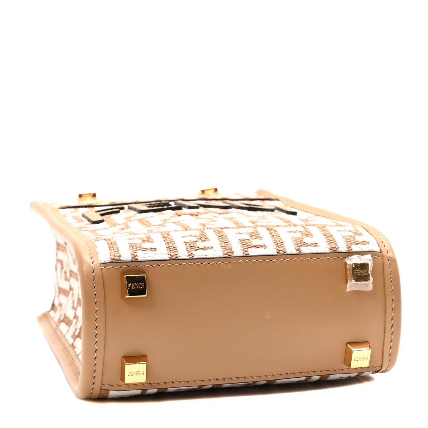 Raffia Chenille Vitello King Plexiglass Micro FF Mini Fendi Sunshine Shopper Tote Natural White Miele Scuro
