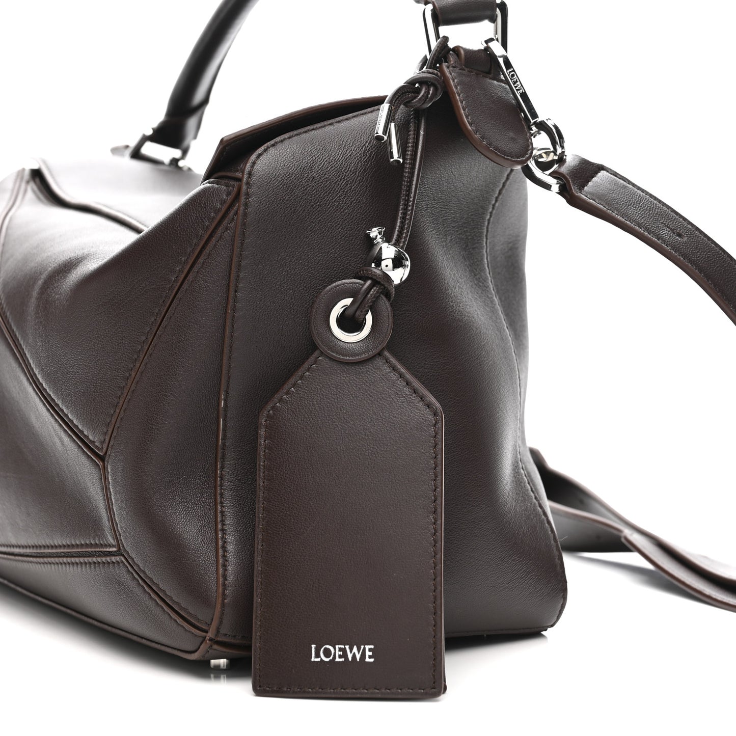 Nappa Lambskin Large Featherlight Puzzle Bag Dark Chestnut