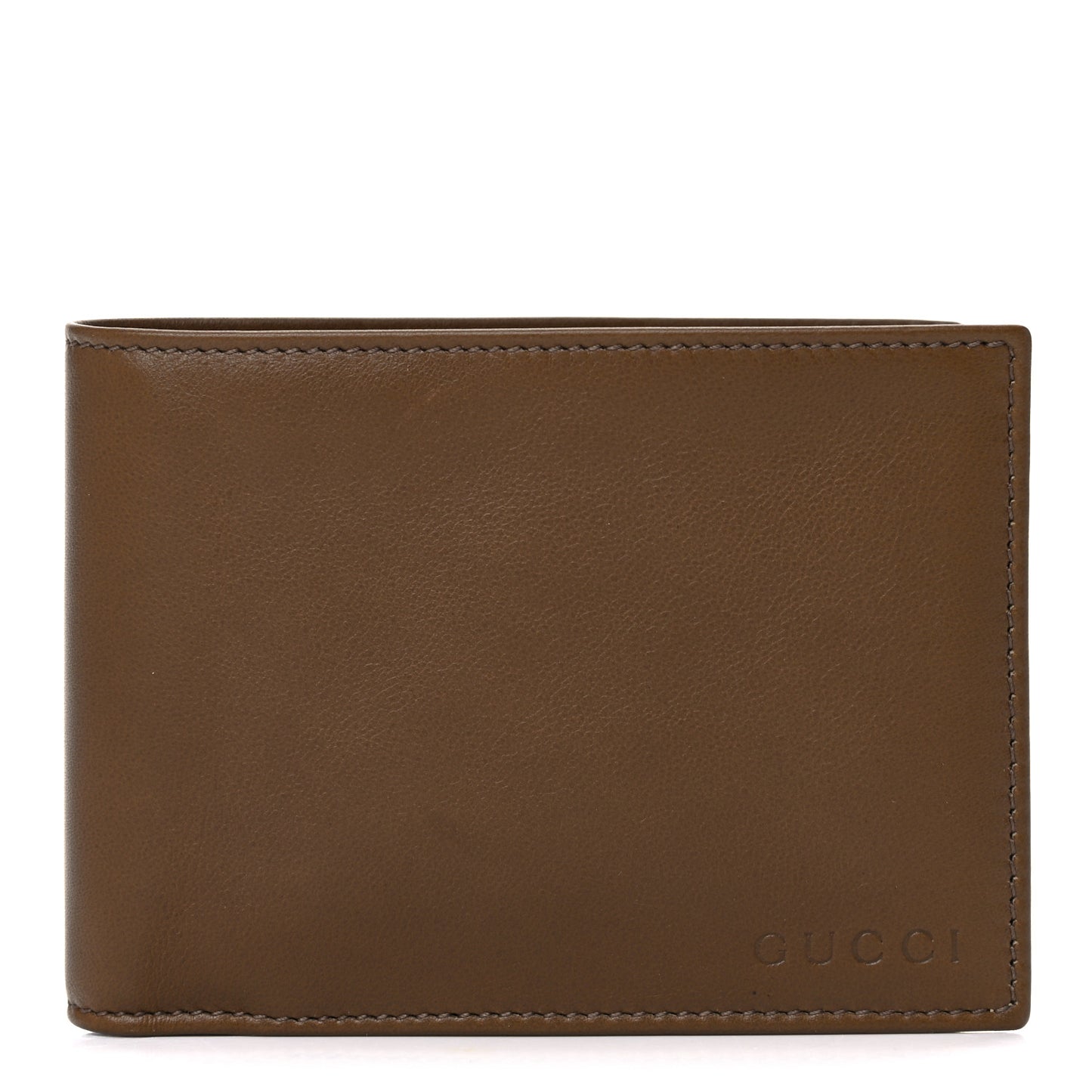 Smooth Calfskin Mens Bi-Fold Wallet Brown
