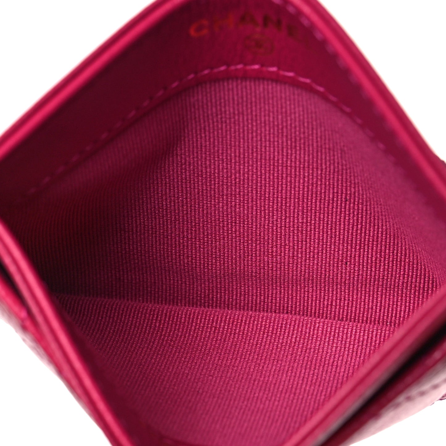Caviar Quilted Card Holder Fuchsia