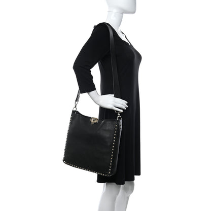 Valentino Garavani Pebbled Calfskin Large Rockstud Flip-Lock Messenger Bag Black 2 of 10
