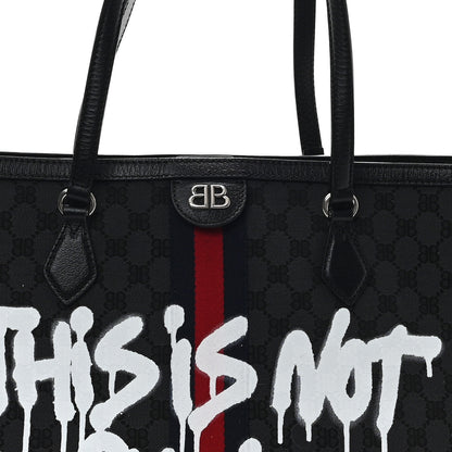 Gucci X BALENCIAGA BB Monogram Web Graffiti Medium Ophidia Shopping Tote Black 8 of 10