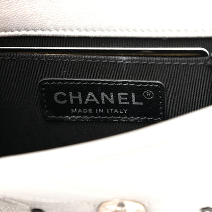Chanel Metallic Lambskin Chevron Quilted Studded Extra Mini Flap Silver 6 of 9