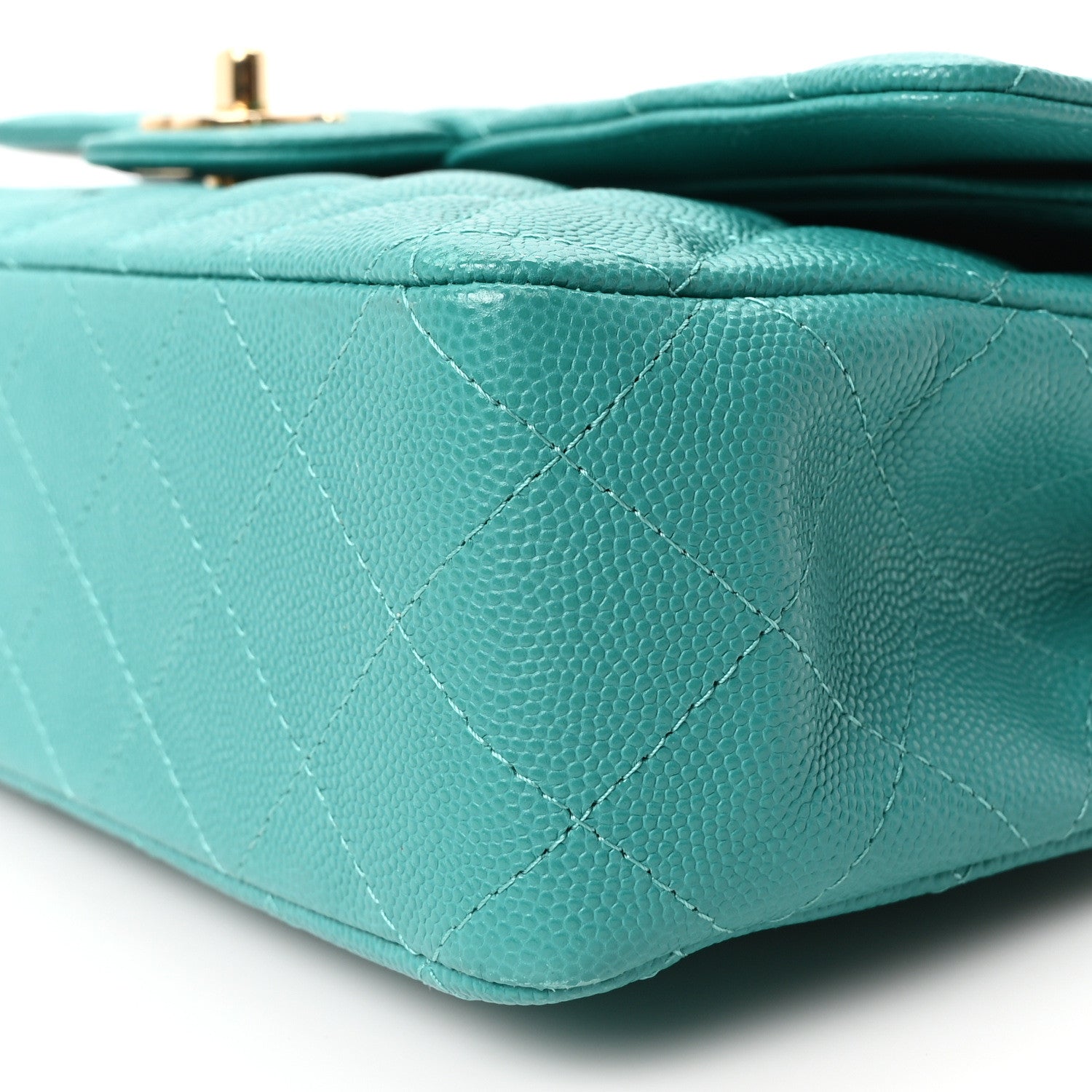Chanel Caviar Quilted Medium Double Flap Turquoise 10 of 10