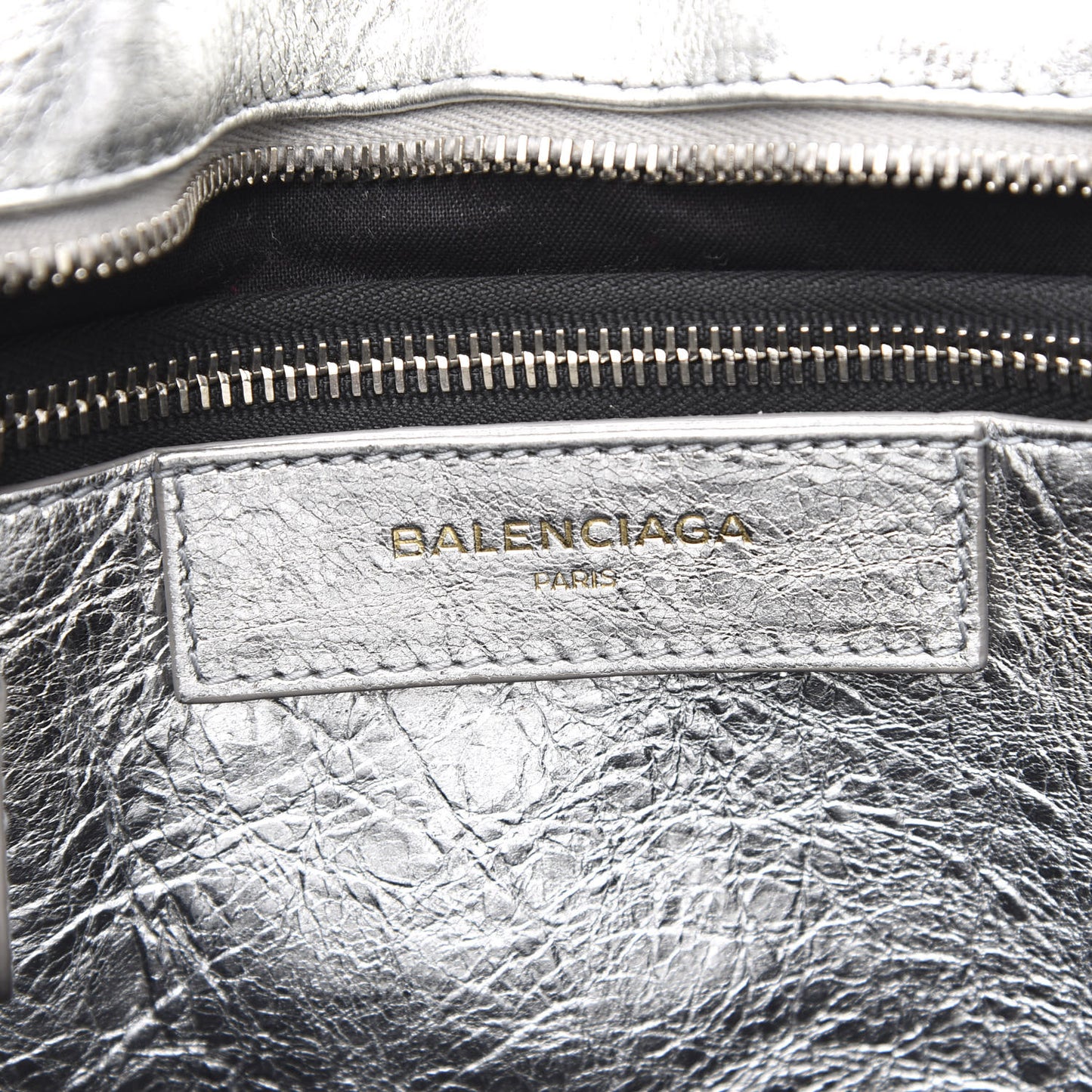 Metallic Calfskin S Bazar Shopper Tote Silver Hardware