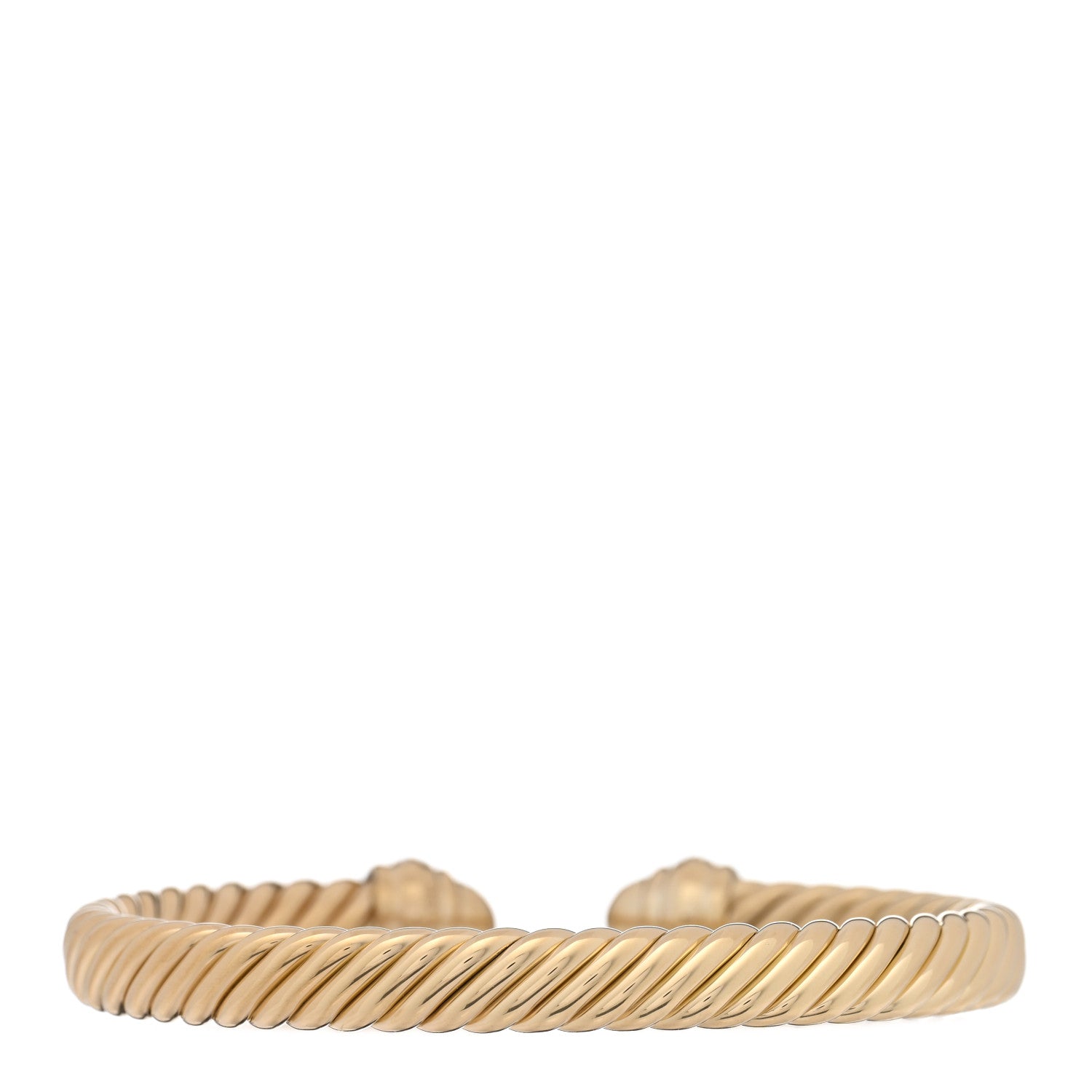 David Yurman 18K Yellow Gold Diamond 7mm Pave Renaissance Oval Cablespira Bracelet 2 of 3