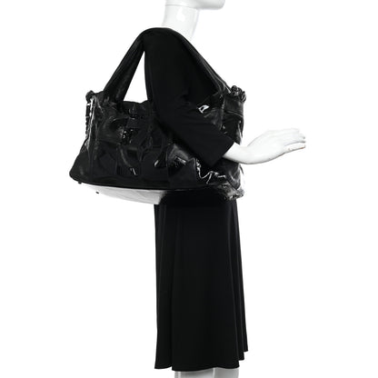 Chanel Lambskin Patent Calfskin Brooklyn Patchwork Hobo Black 2 of 11